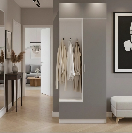 Набор мебели для прихожей "Марсель-201" МР 01-201 В2490 Ш1000 Г420 (ЛДСП Шиншилла серая)